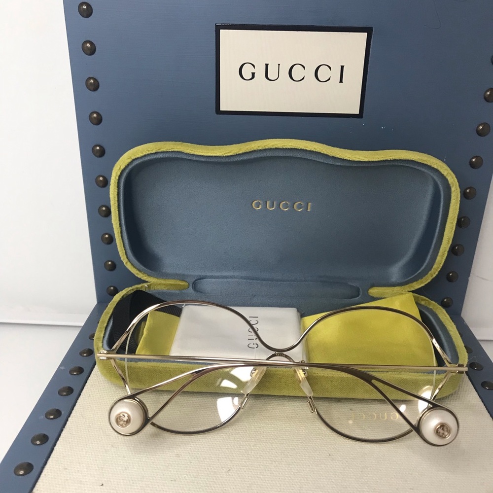 Gucci GG0254OA Gold-001 54-20-135mm Eyeglasses Authentic - Picture 4 of 12